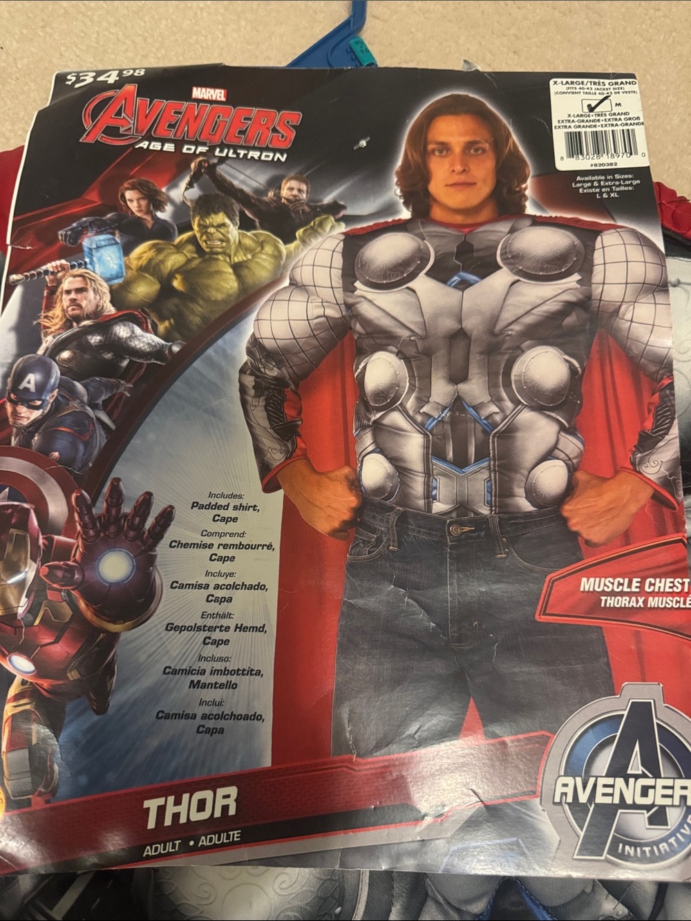 Avenger Thor Muscle Chest Costume Halloween Cosplay Adult size